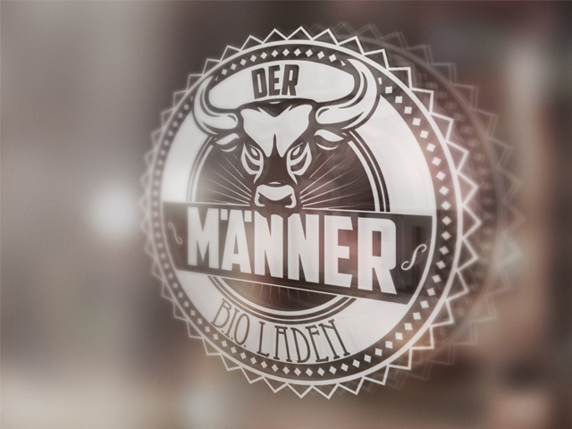 Männer Bioladen Logo Glas