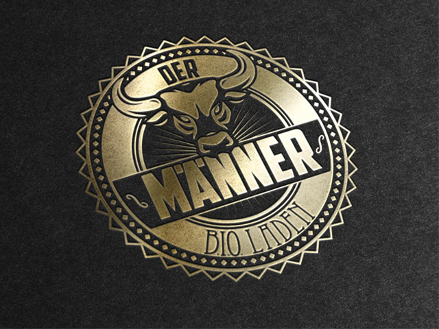 Männer Bioladen Logo Gold
